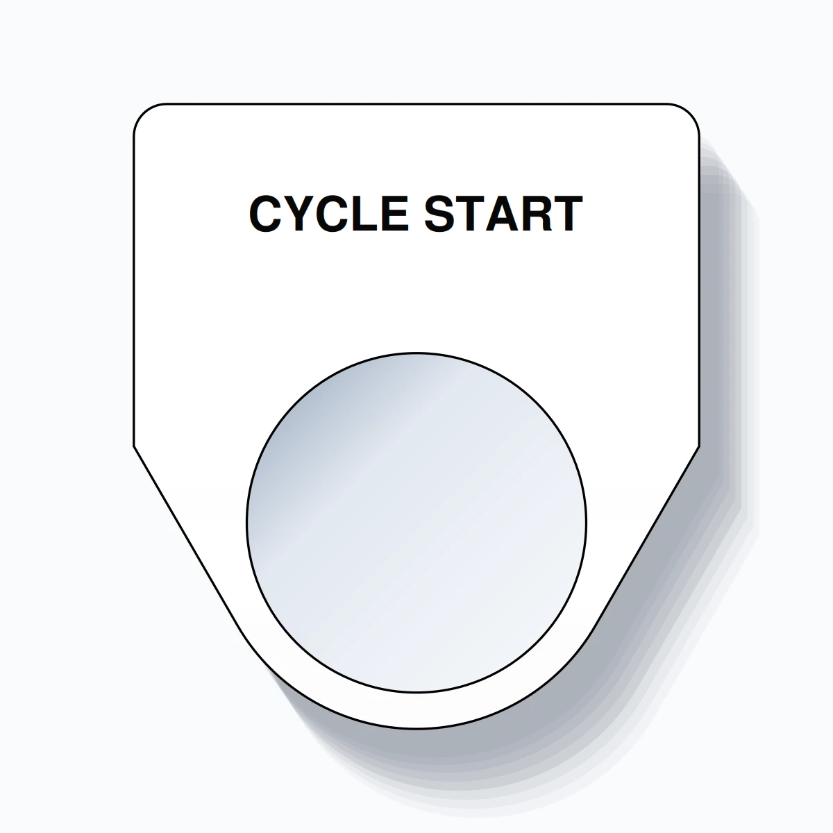 22mm Ring Tag – CYCLE START, Single-Line Traditional, Black on White ...