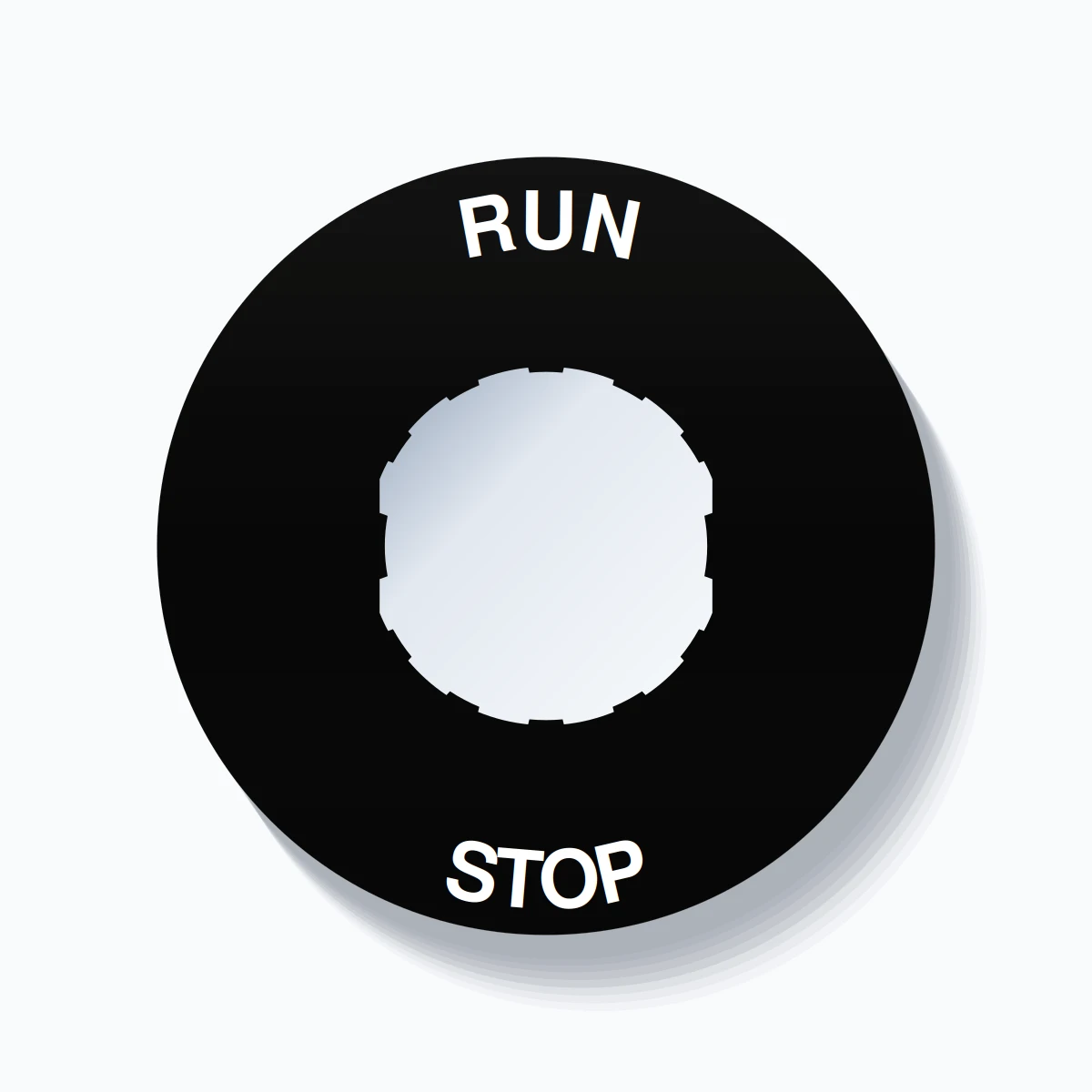 RUN / STOP Push Button Legend Plate – 22mm White on Black (Schneider ...
