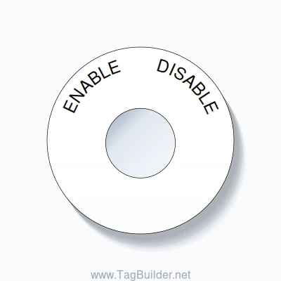 22mm Ring Tag – ENABLE DISABLE, Single-Line 60mm Round, Black on White ...