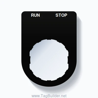 RUN / STOP Push Button Legend Plate – 22mm White on Black (Schneider ...