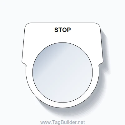 30mm Ring Tag – STOP, Single-Line Harmony 9001K, Black on White ...