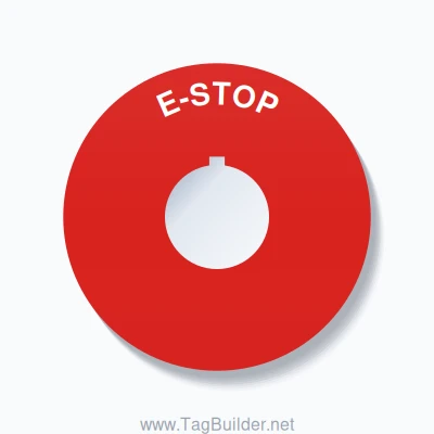 E-STOP Arc Circle 90mm - 30mm Rockwell Red - TagBuilder.net